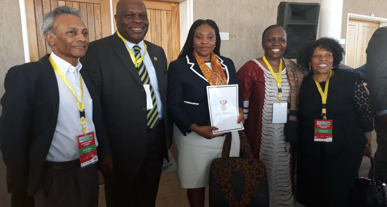 From left to right: Dr Yogan Pillay (Deputy Director - General: HIV/AIDS, TB and Maternal, Child and Women’s Health, National Department of Health), Dr Rufaro Chatora (WHO Representative), Yvonne Chaka Chaka (Singer), Dr Esther Muia (UNFPA Representative) and Ms Malebona Matsoso (Director General, National Department of Health)