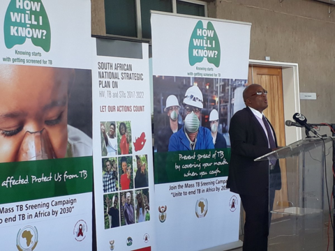 Dr Aaron Motsoaledi, Minister of Health at the launch of the MDR- TB 9 month regimen.