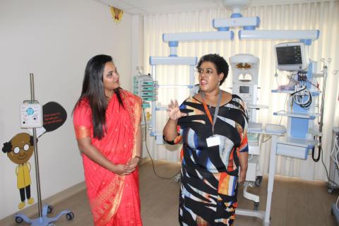 UN Secreatry-General’s Envoy on Youth, Jayathma Wickramanayake on a guided tour of the Nelson Mandela Children Hospital, 14 February 2018. Photo Credit: Sarah Kenyi