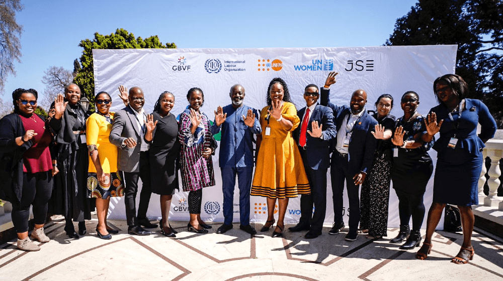 UN Resident Coordinator, Mr Nelson Muffuh, with the UNFPA, ILO and UN WOMEN team at the symposium