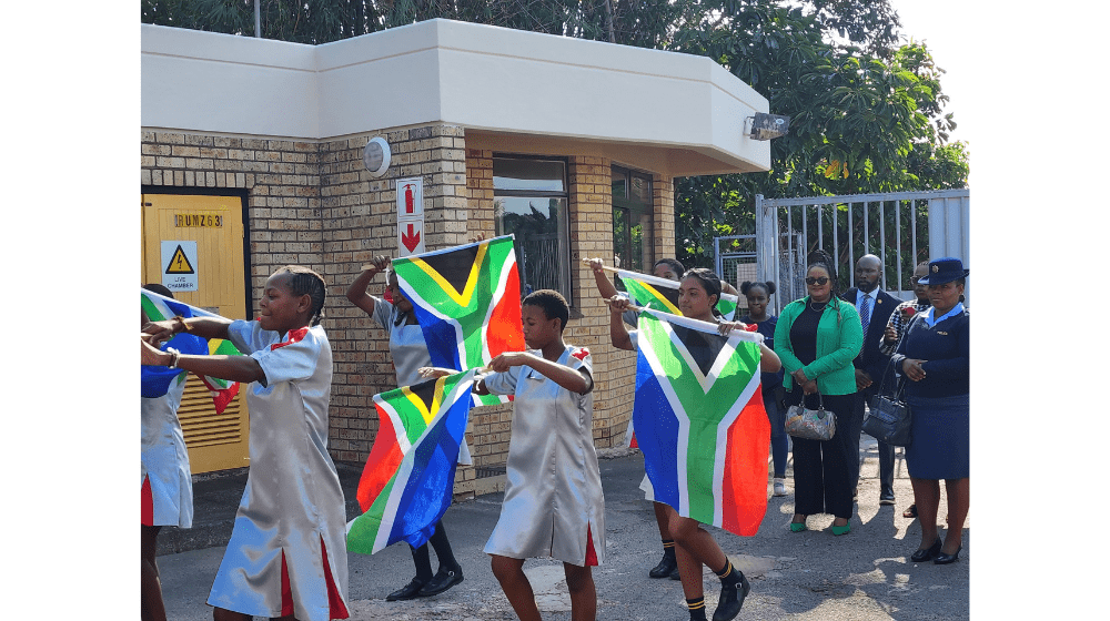 Learners from Schola Amoris School doing drum majorettes